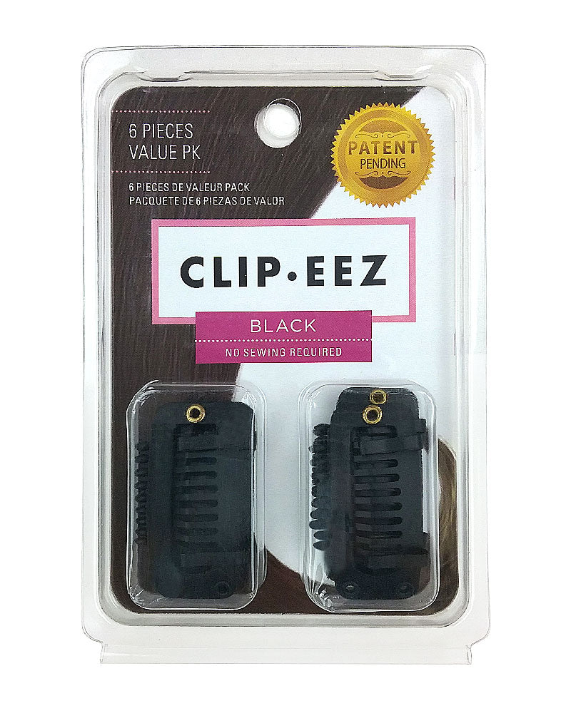 12 pcs Wig Clips Snap Comb 1 1/4 Medium (Black)